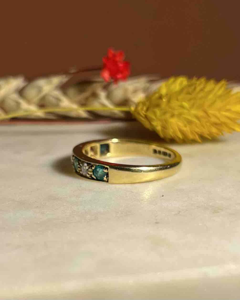 Bague rivière émeraudes &amp; diamants &quot;Stéphanie&quot;