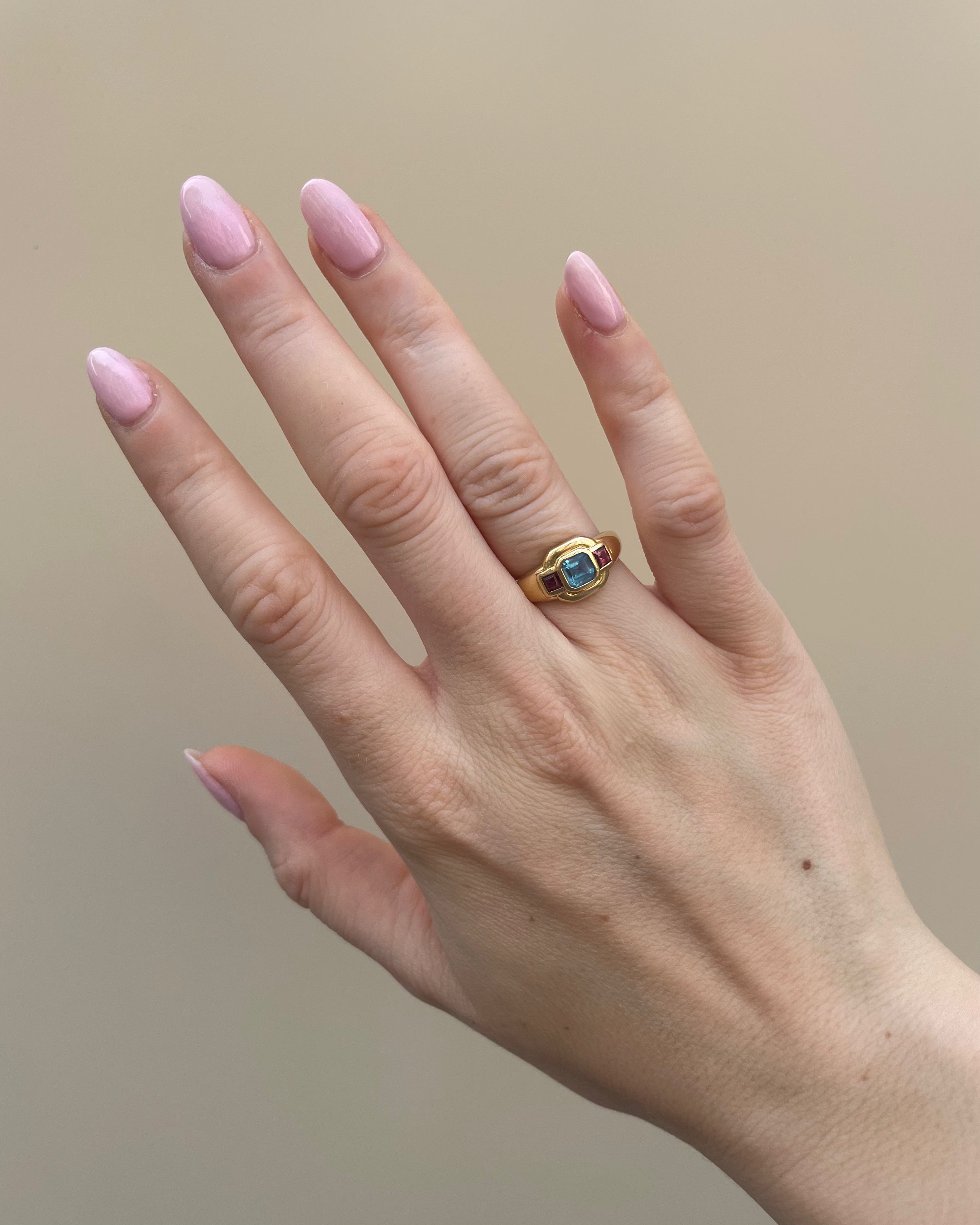 Bague Jonc Trilogie Topaze 0.86 carat &amp; Tourmalines &quot;Linette&quot;