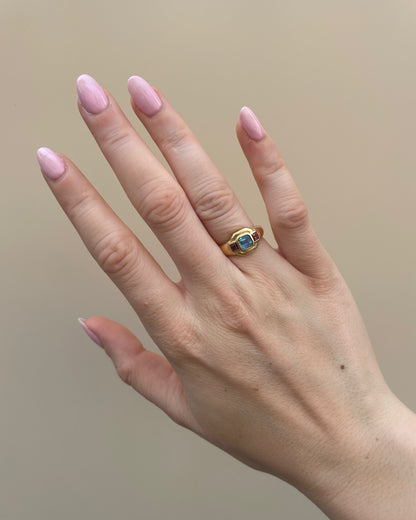 Bague Jonc Trilogie Topaze 0.86 carat &amp; Tourmalines &quot;Linette&quot;