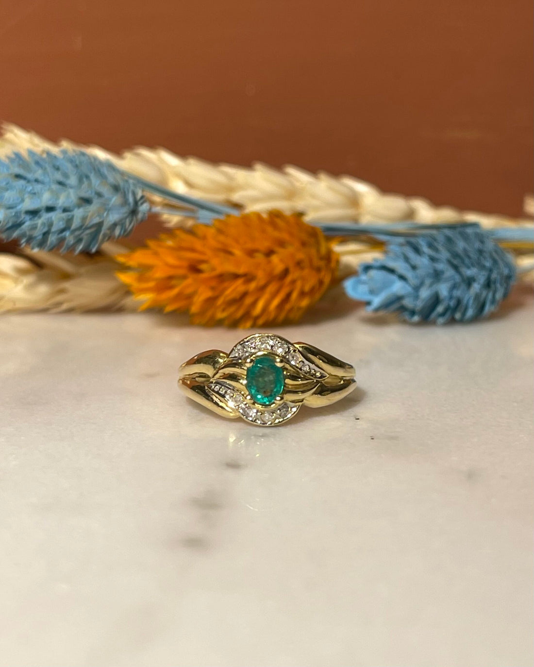 Bague Tourbillon Emeraude &amp; Diamants &quot;Jude&quot;