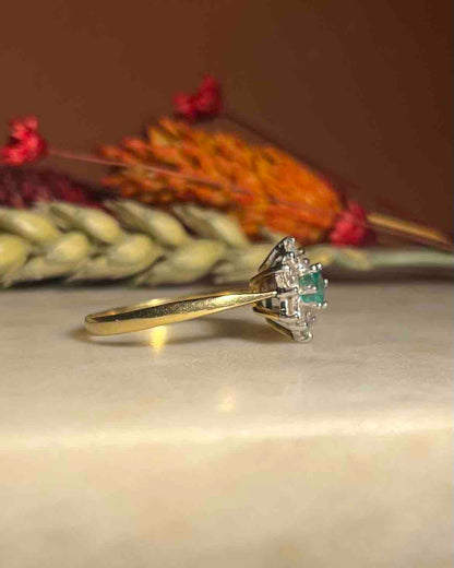 Bague Marguerite émeraude &amp; diamants &quot;Lorianne&quot;