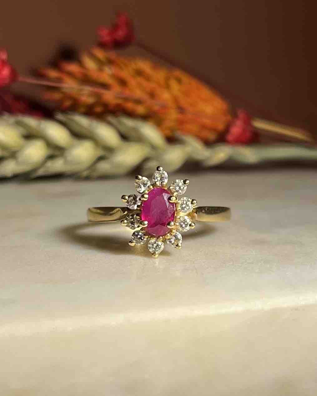 Bague Marguerite Diamants &amp; Rubis &quot;Coline&quot;