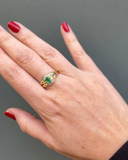 Bague Tourbillon Emeraude &amp; Diamants &quot;Jude&quot;
