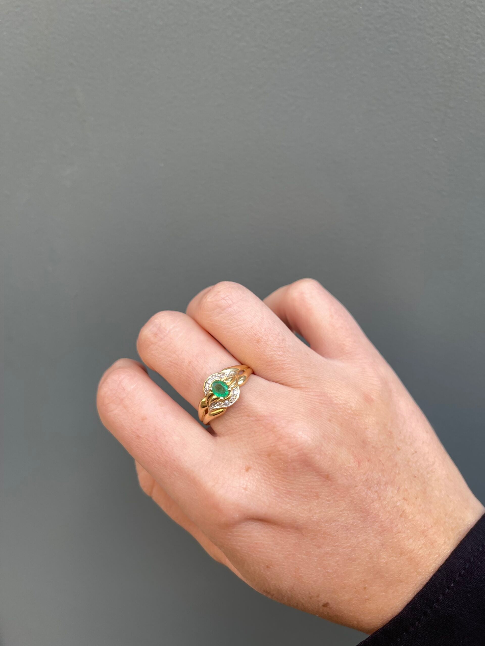 Bague Tourbillon Emeraude &amp; Diamants "Jude"