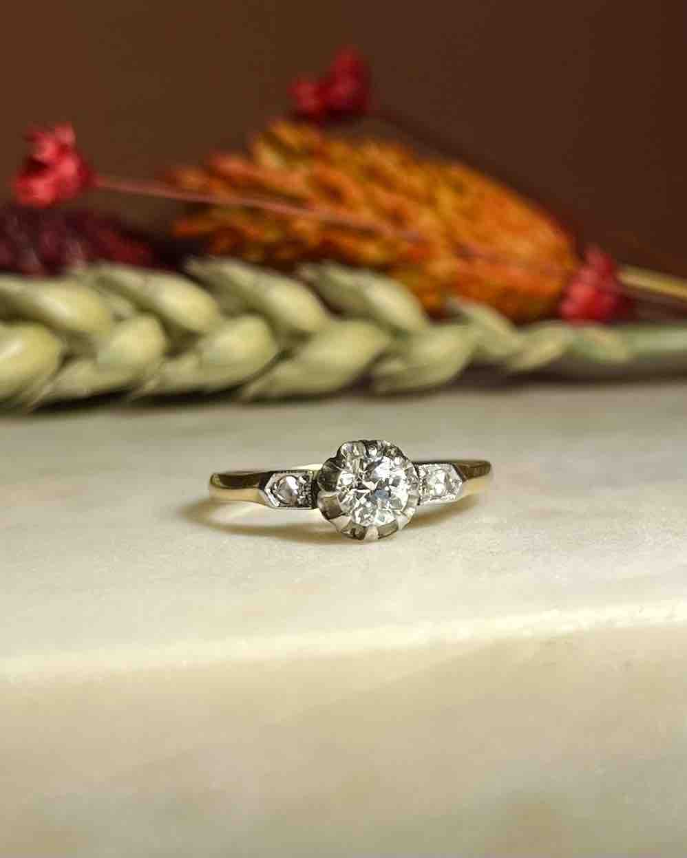 Bague Vintage trilogie diamants &quot;Mélanie&quot;