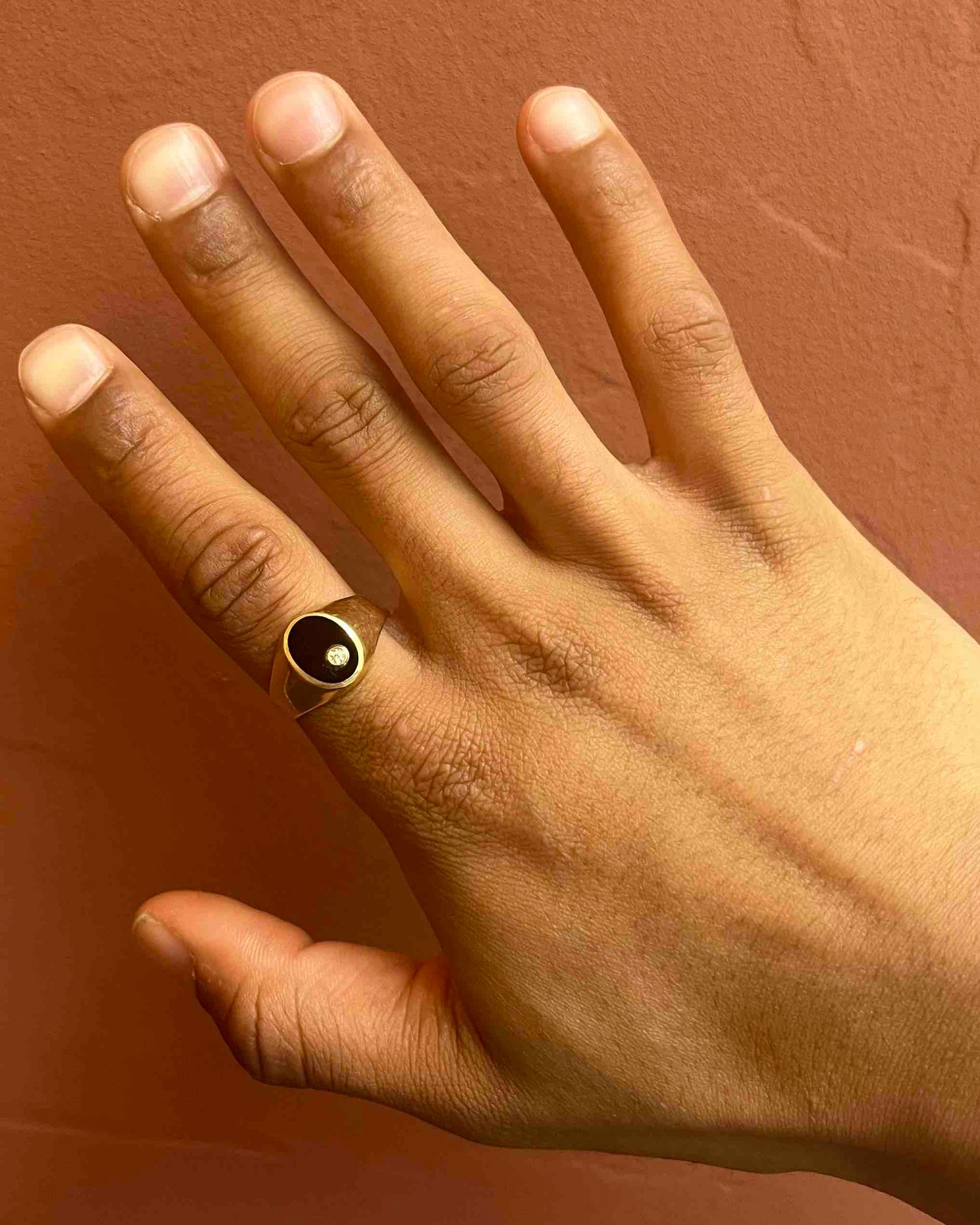 Chevalière vintage Onyx  &amp; Diamant &quot;Manon&quot;