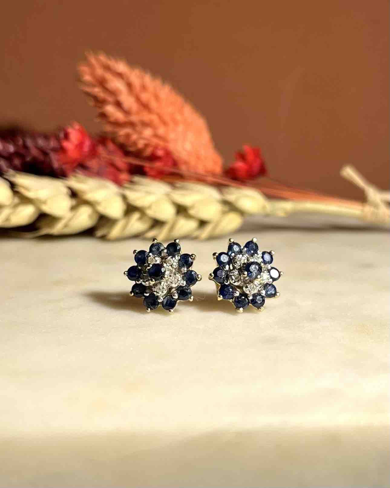 "Rina" Daisy Sapphire &amp;amp; Diamond Earrings