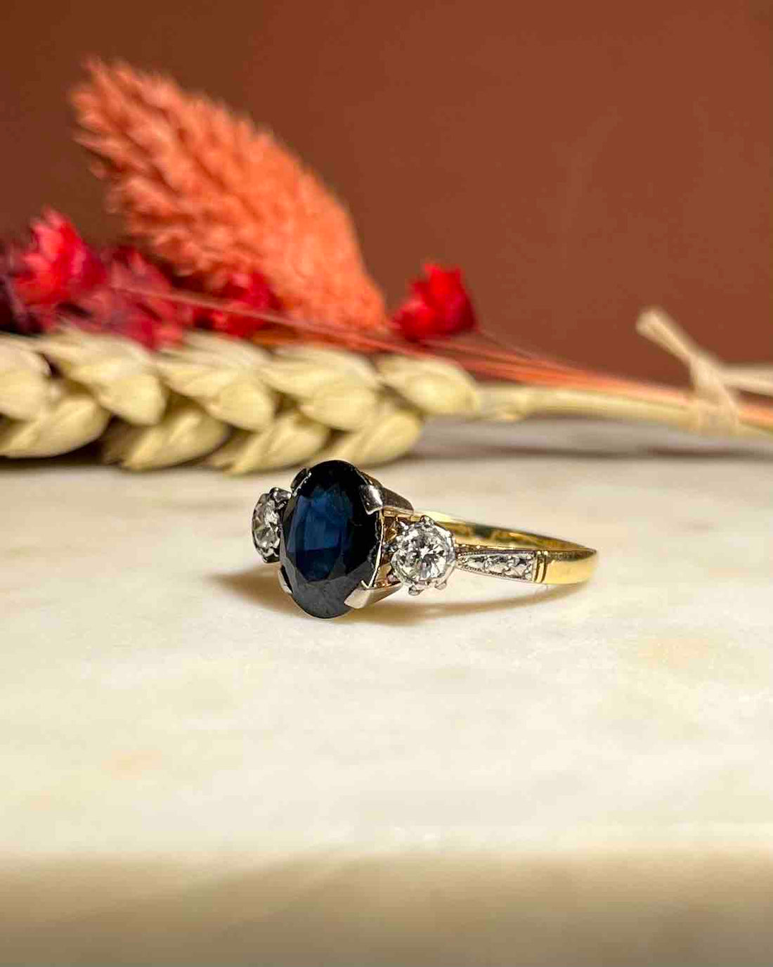 Bague Trilogie Saphir &amp; Diamants &quot;Claire&quot;