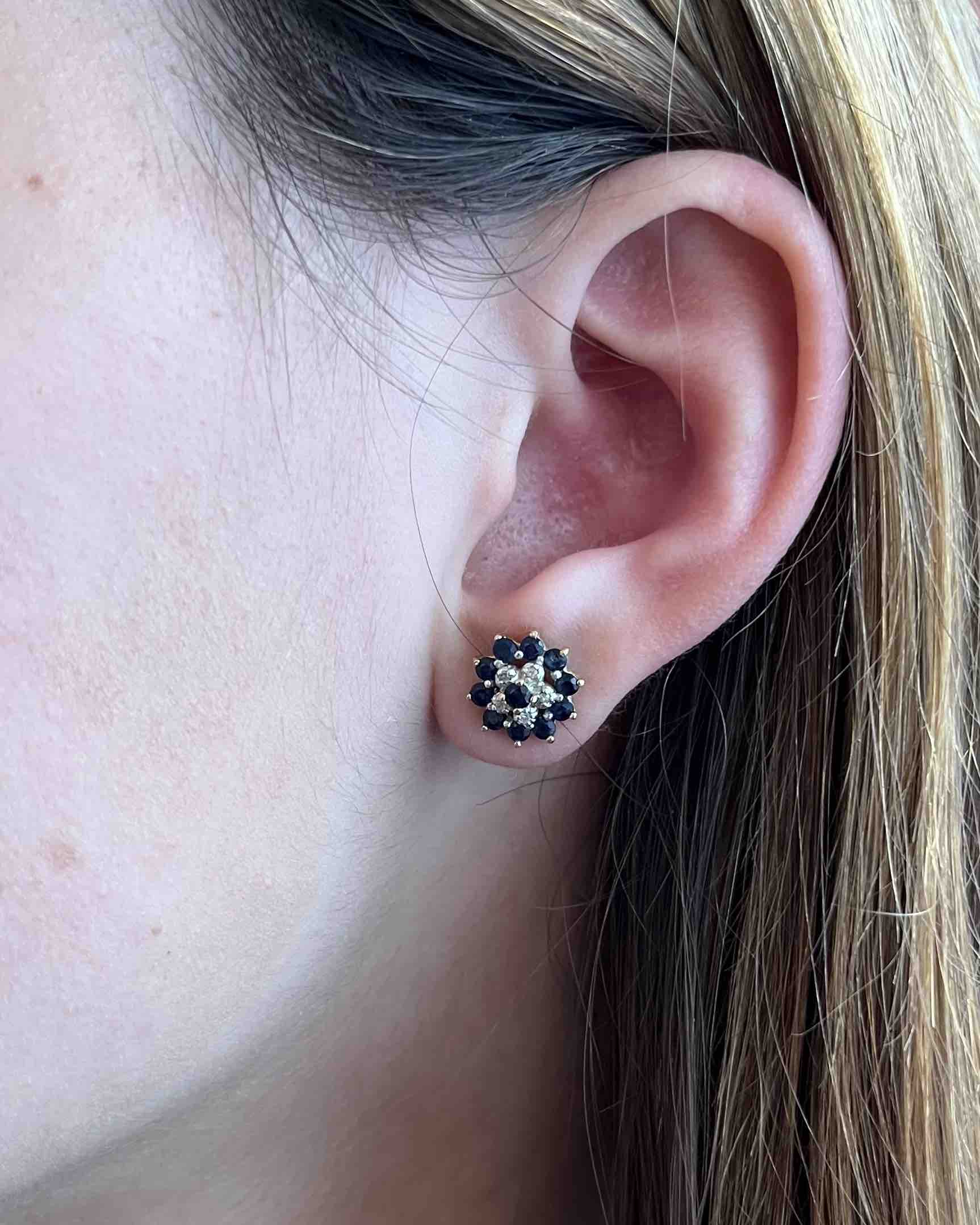 "Rina" Daisy Sapphire &amp;amp; Diamond Earrings