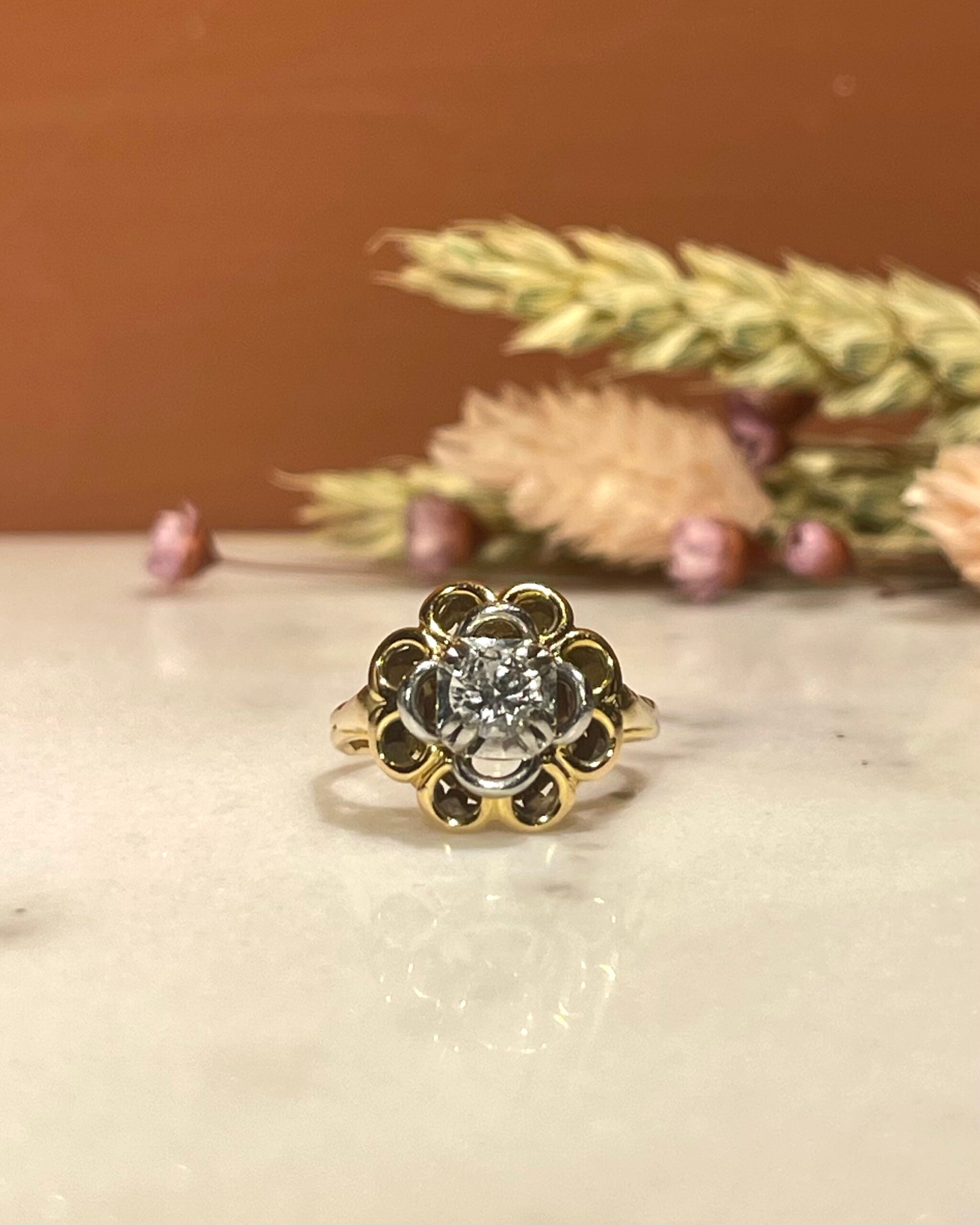 Bague Fleur Tressée Diamant 0.45 carat "Érica"