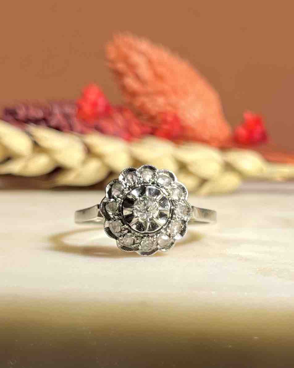Bague Marguerite  Art-Déco Diamants "Léa"