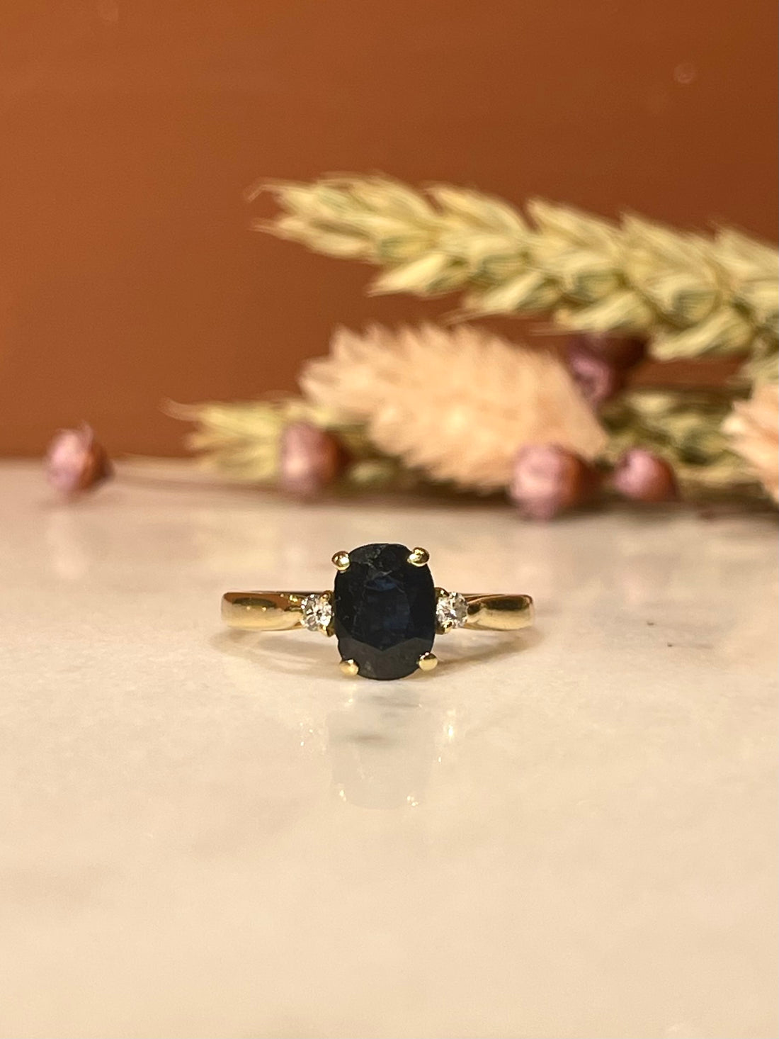 Bague Trilogie Saphir 1 carat &amp; Diamants &quot;Emmanuelle&quot;