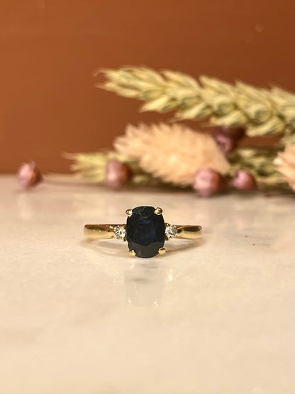 Bague Trilogie Saphir 1 carat &amp; Diamants &quot;Emmanuelle&quot;