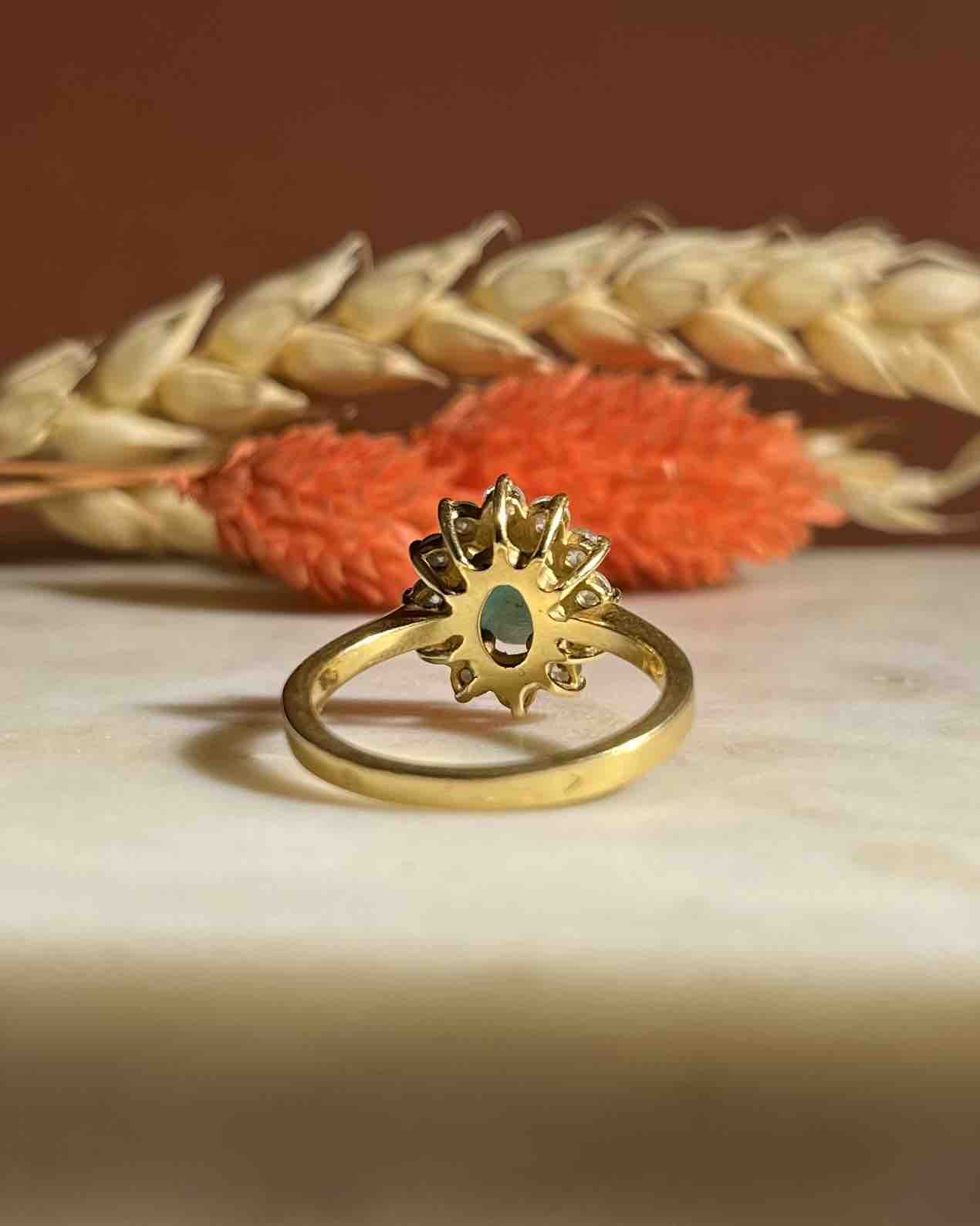 Bague Marguerite Émeraude &amp; Diamants &quot;Ingrid&quot;