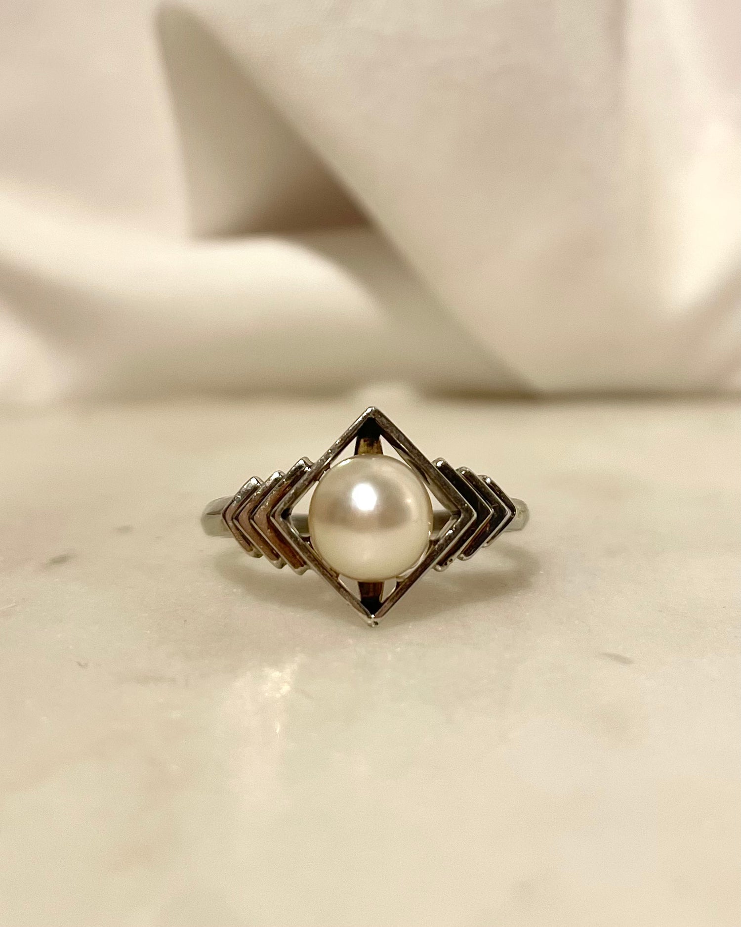 Bague Vintage Art-Déco Perle &quot;Azalée&quot;