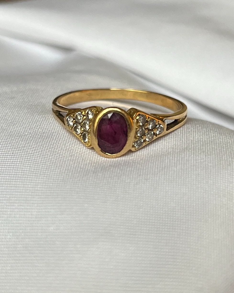 Bague vintage Rubis &amp; diamants "Rosalia" - Elliade Paris