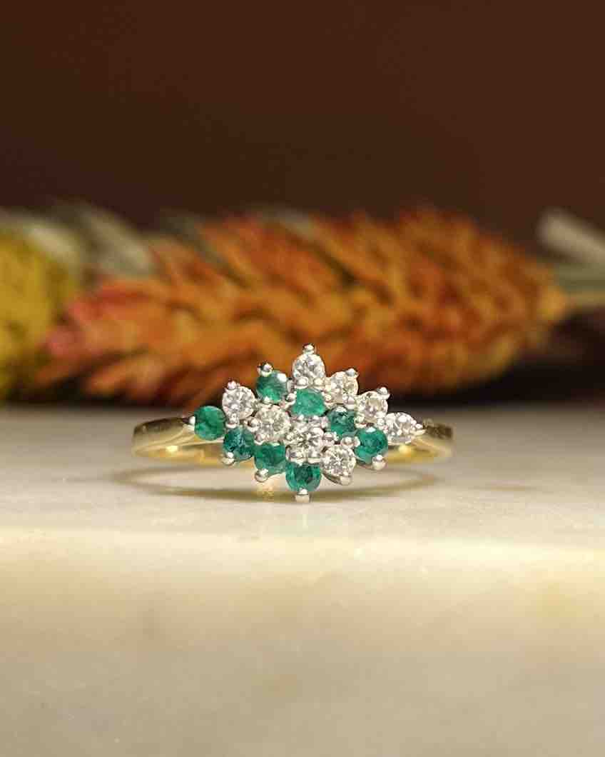 Bague Losange émeraudes &amp; diamants "Janis"