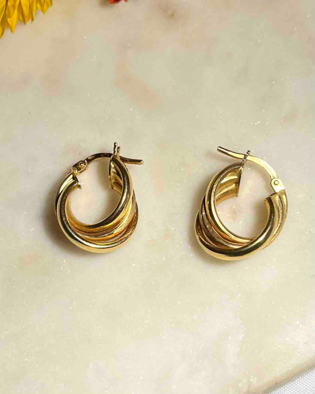 Pendientes de aro trenzados dorados vintage "Carmela"