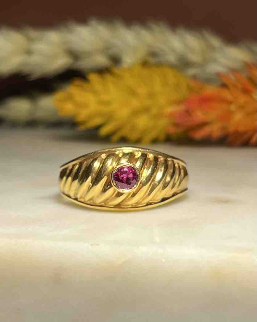 Bague jonc or &amp; Rubis "Anna"