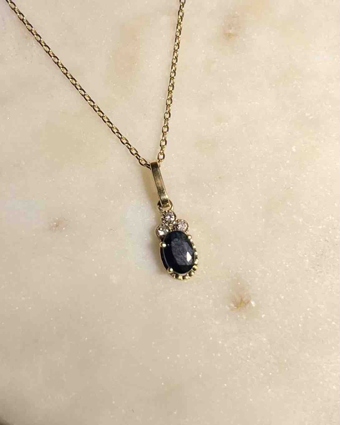 Pendentif Saphir &amp; diamants &quot;Tina&quot;
