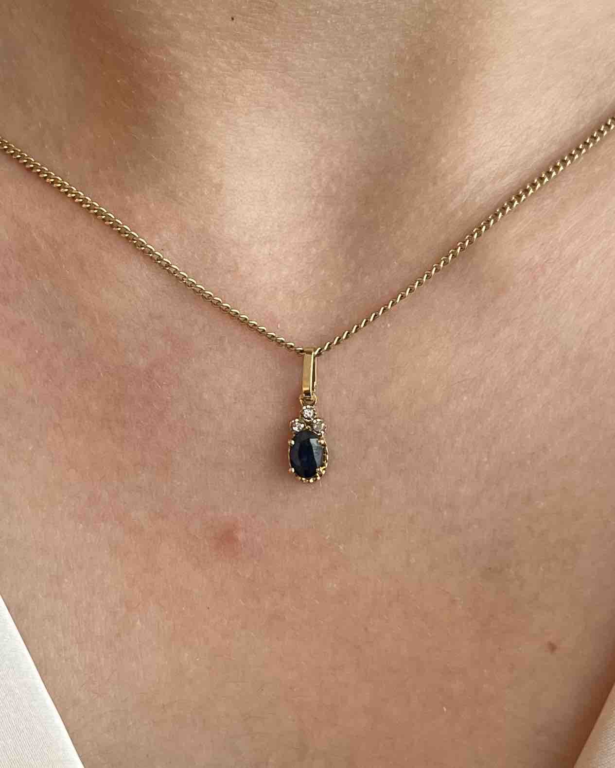 "Tina" Sapphire &amp;amp; Diamond Pendant