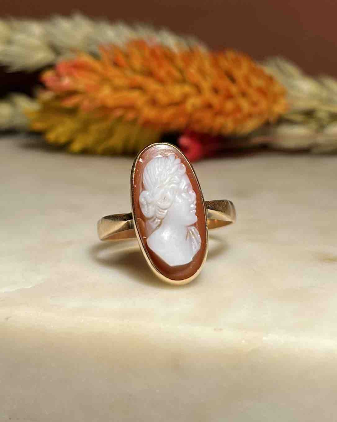Bague vintage Camée Agate &quot;Héra&quot;