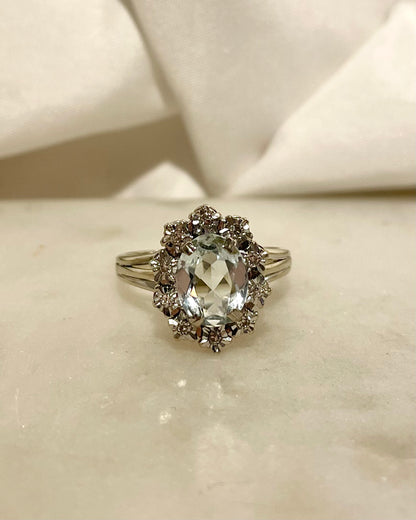 Bague Marguerite Aigue Marine 1.50 carat &amp; Diamants &quot;Ciel&quot;