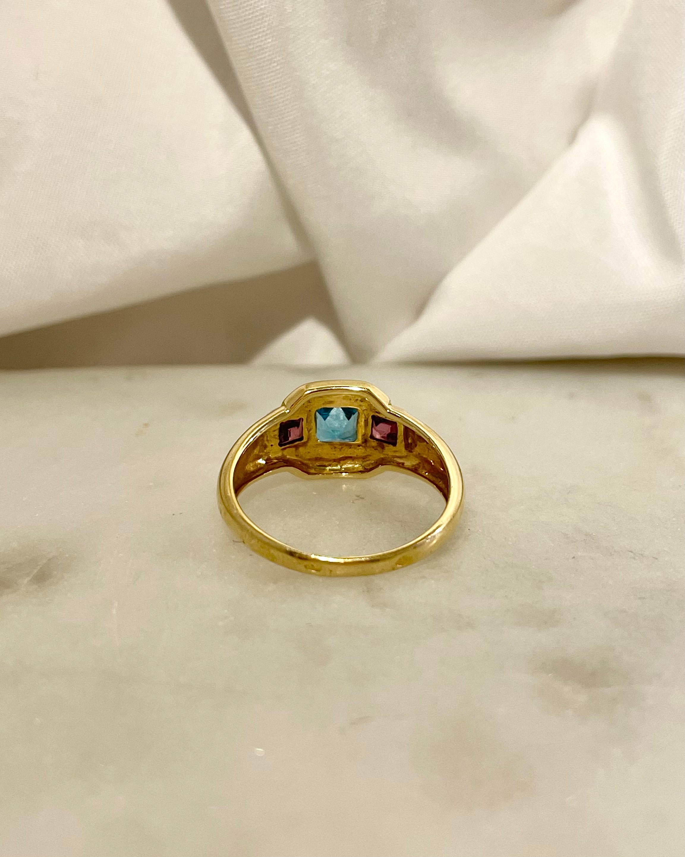 Bague Jonc Trilogie Topaze 0.86 carat &amp; Tourmalines "Linette"
