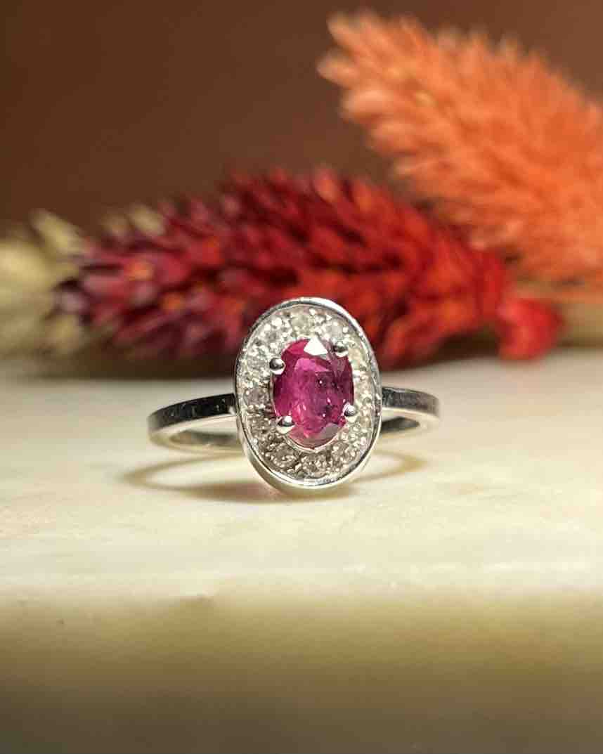 Bague style Art déco Rubis &amp; Diamants &quot;Elsa&quot;