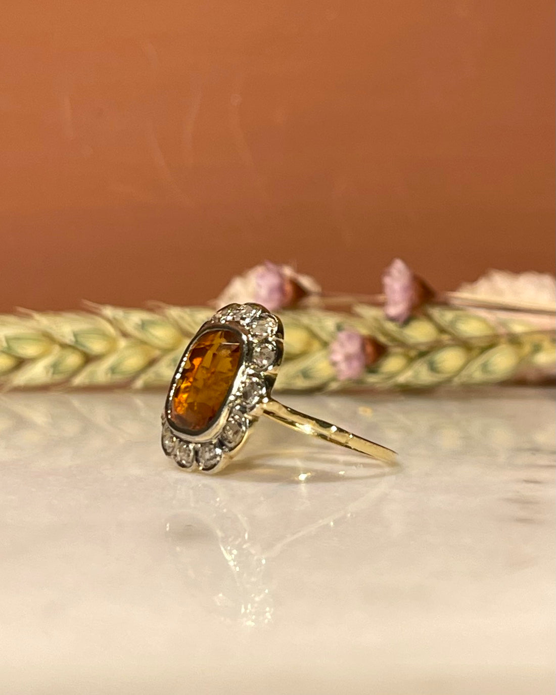 Bague Art-Déco Citrine 2.50 Carats &amp; 12 Diamants &quot;Meryl&quot;