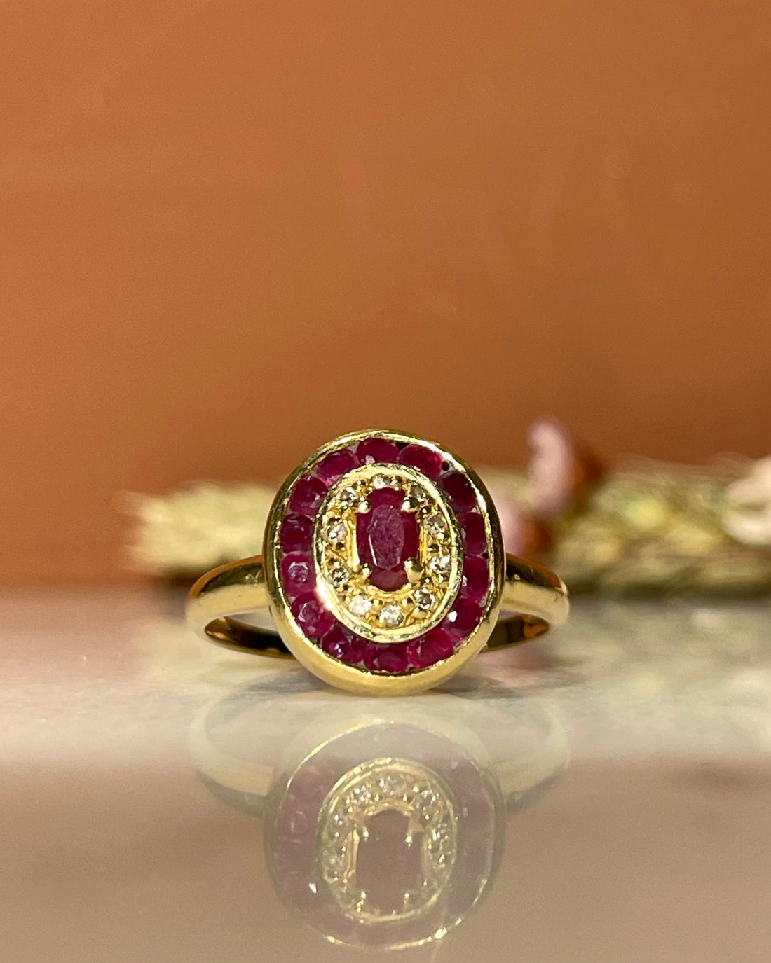 Bague style Art-déco Rubis &amp; Diamants &quot;Samia&quot;
