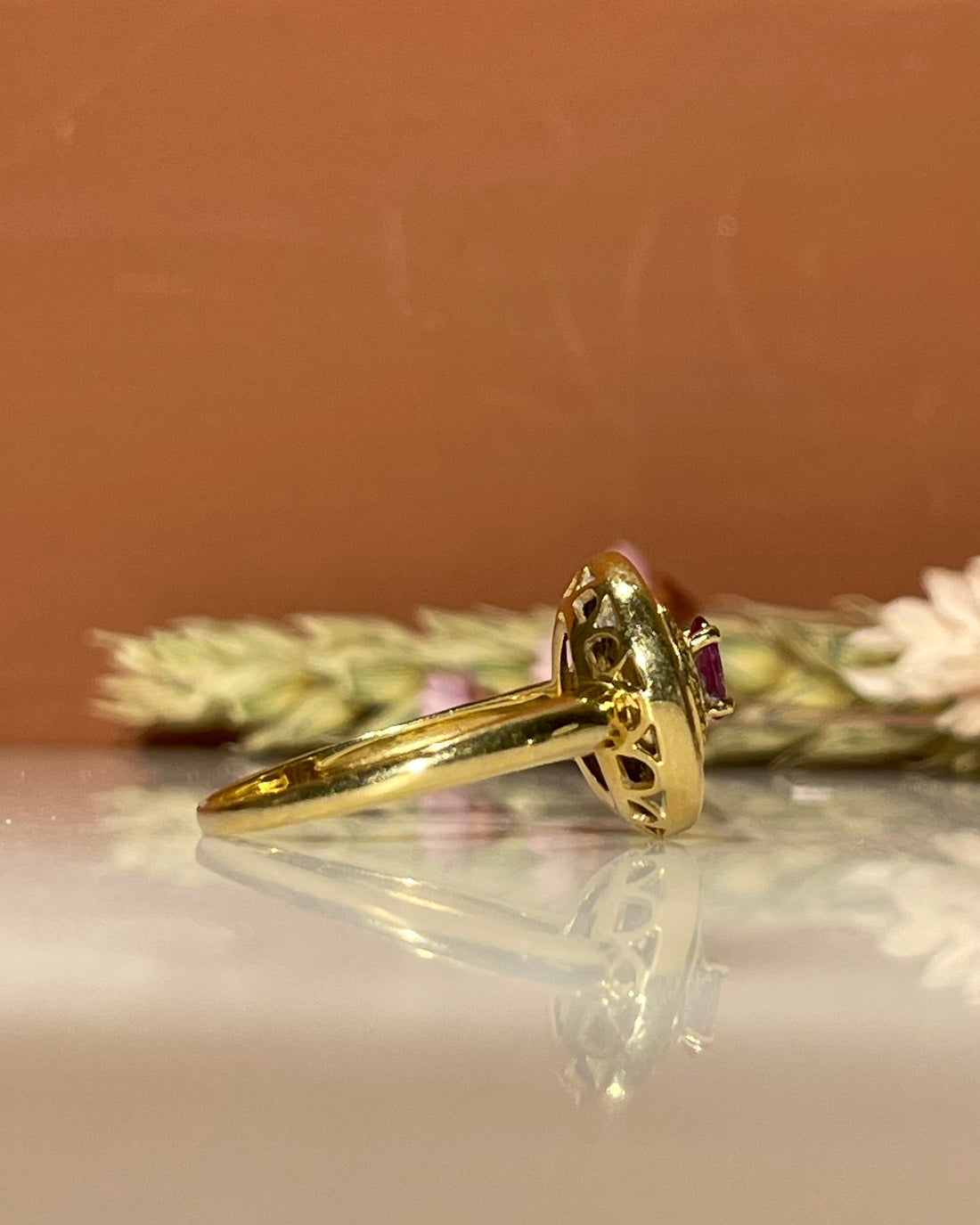 Bague style Art-déco Rubis &amp; Diamants &quot;Samia&quot;