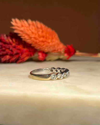 American half-wedding band with diamonds &quot;Vanessa&quot;