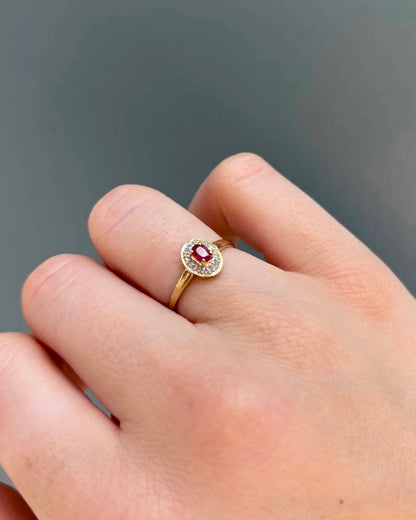 Bague Marguerite Style Art Déco Rubis &amp; Diamants &quot;Sabrile&quot; - Elliade Paris