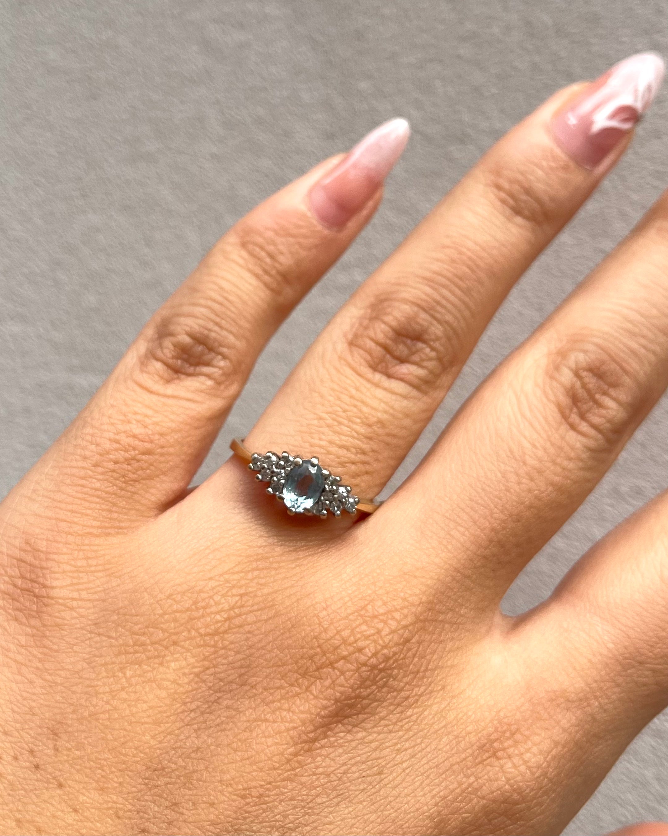 Bague Trilogie Aigue-Marine &amp; Diamants "Aryelle"