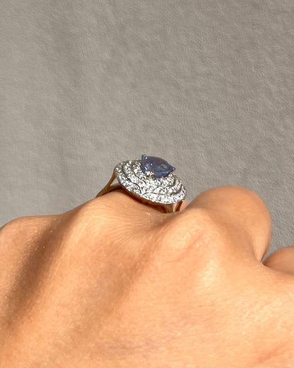 Bague style Art déco Saphir 1.80 carat &amp; 60 Diamants &quot;Grace&quot;
