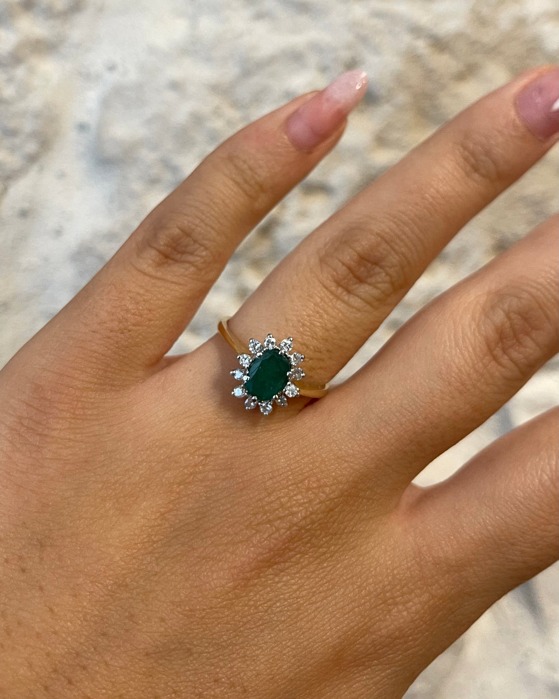 Bague Marguerite Émeraude &amp; Diamants &quot;Selina&quot;