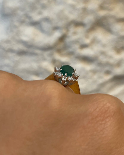 Bague Marguerite Émeraude &amp; Diamants &quot;Selina&quot;