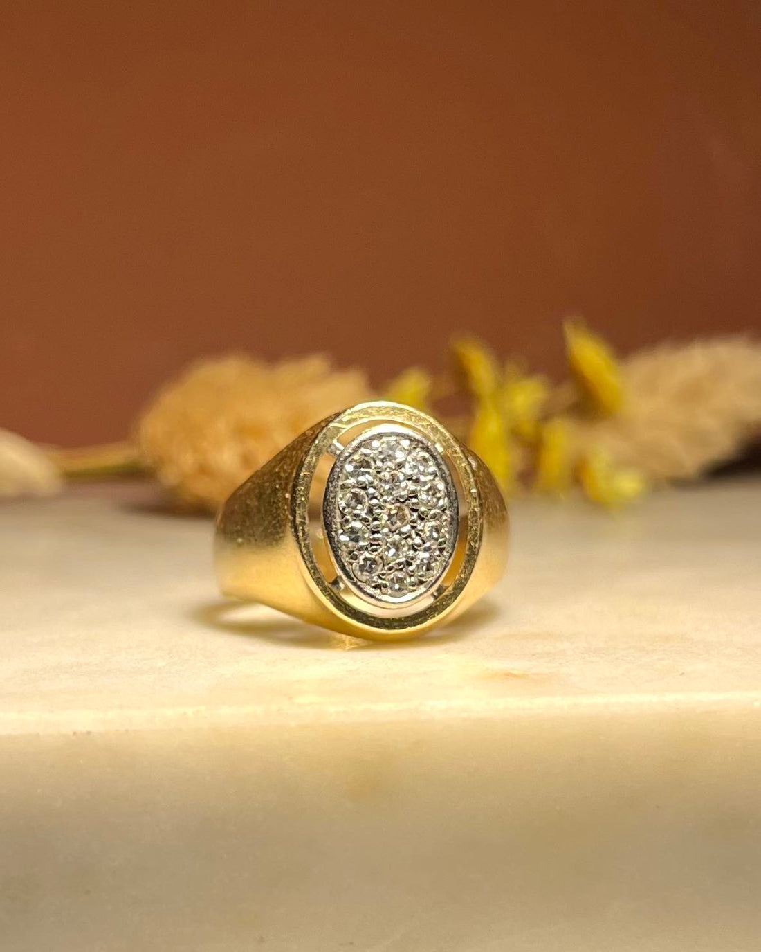 Vintage &quot;Idia&quot; Gold &amp;amp; Diamond Signet Ring
