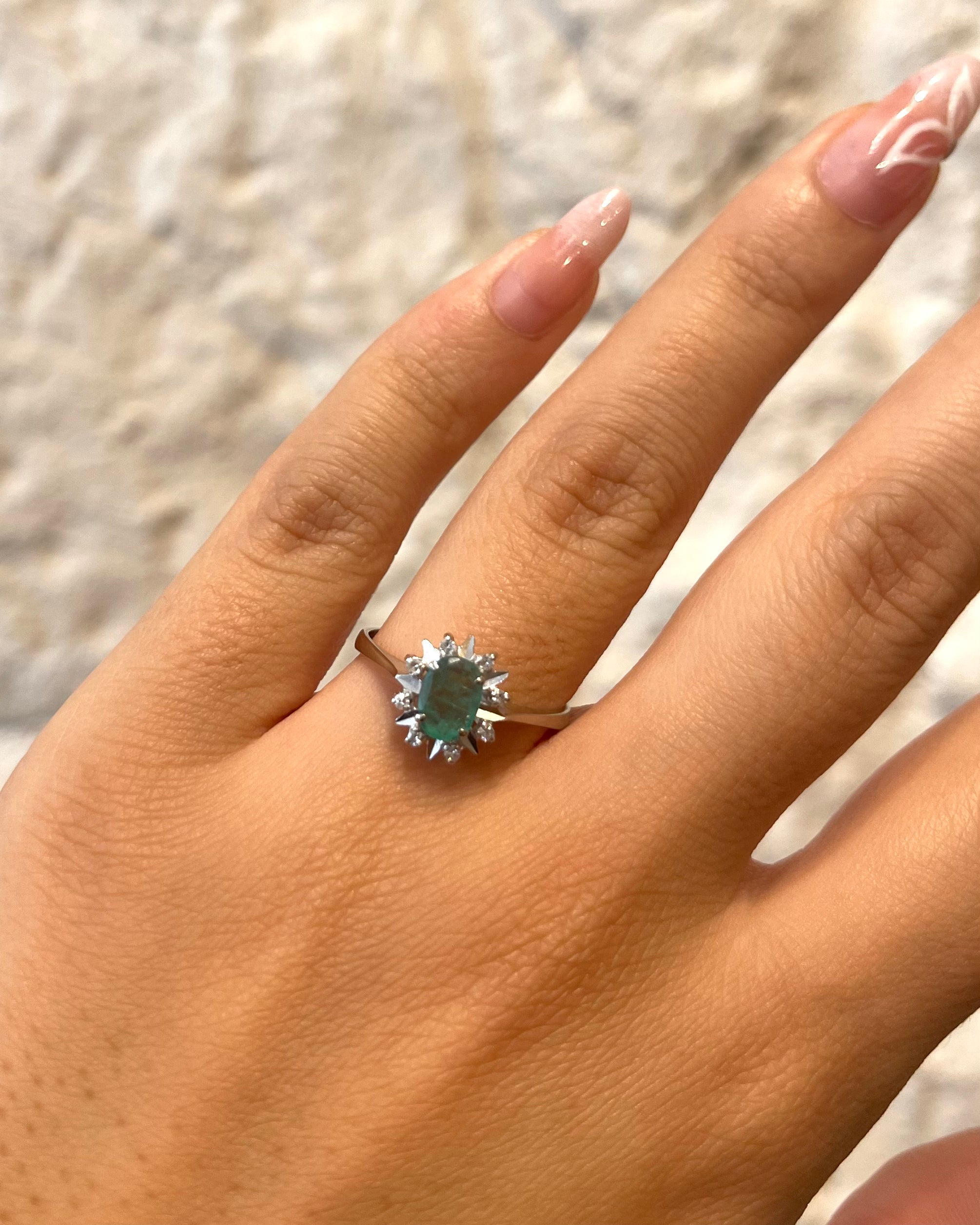 Marguerite Emerald &amp; Diamonds Ring "Charlie"