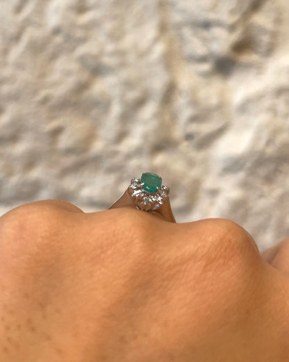 Bague Marguerite Émeraude &amp; Diamants &quot;Charlie&quot;