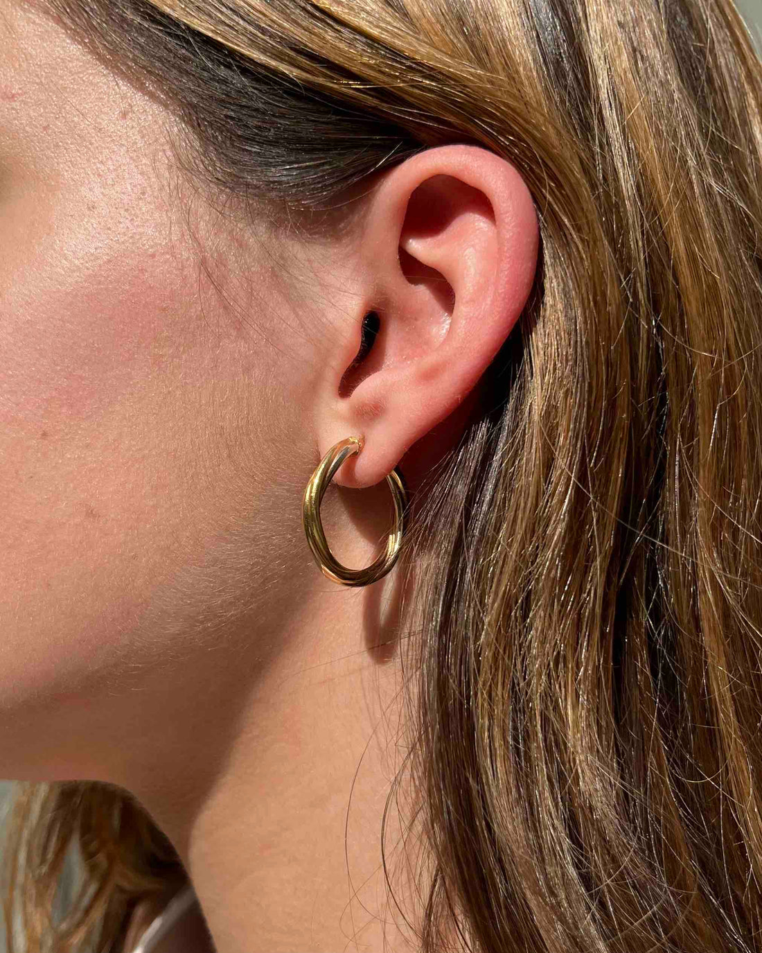 Pendientes de tres aros dorados retorcidos "Charlie"