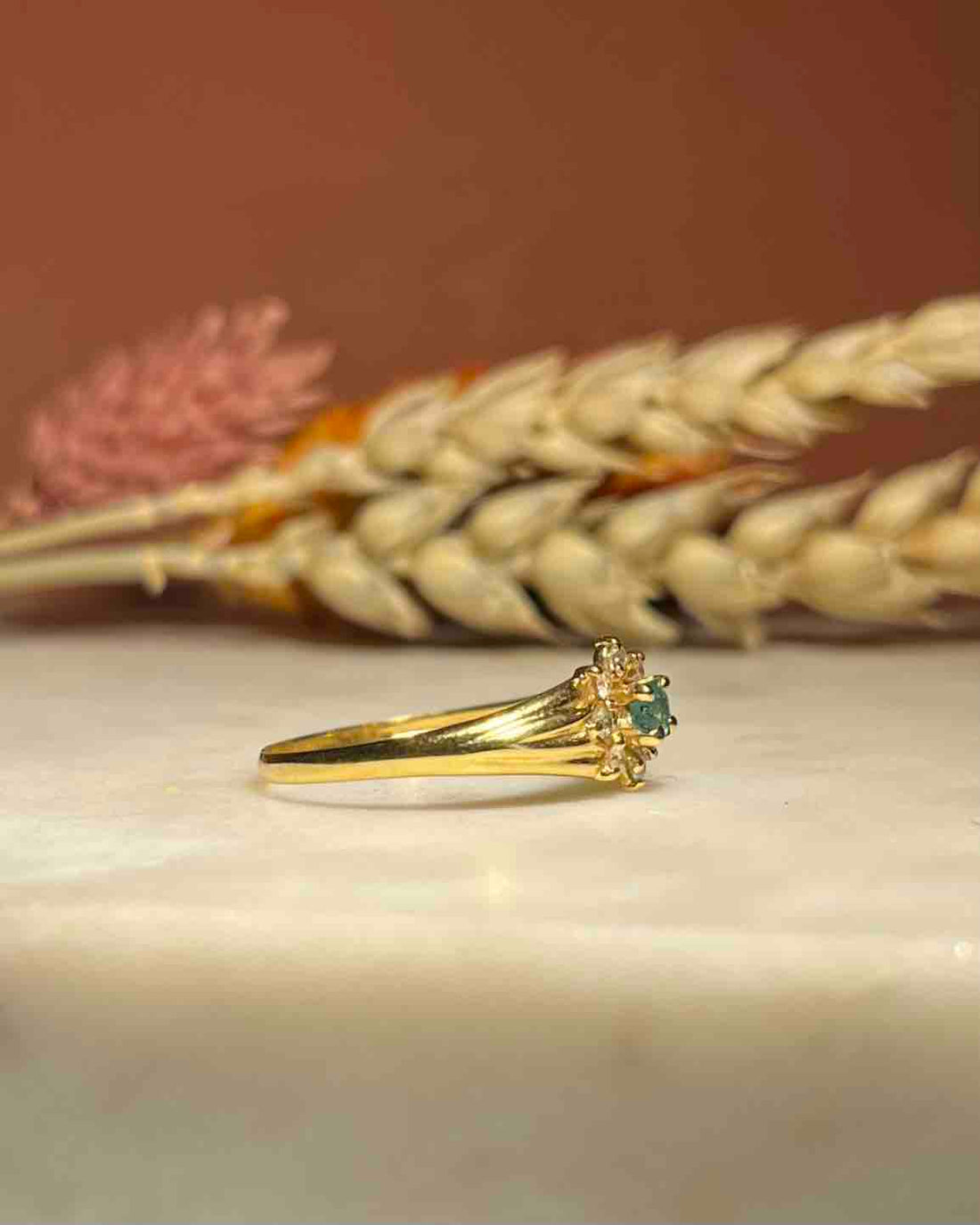 &quot;Loulie&quot; Emerald &amp;amp; Diamond Daisy Ring 