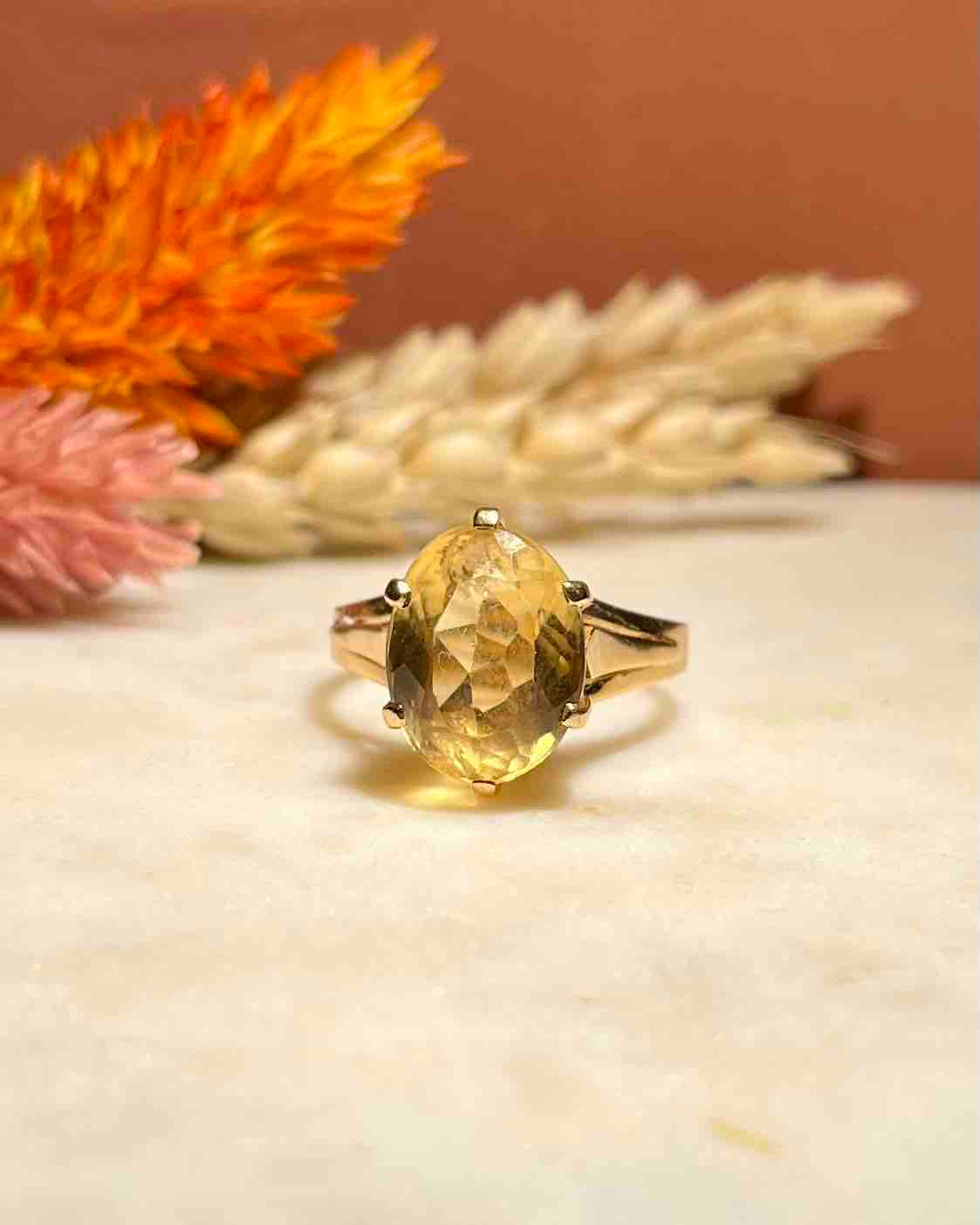 Bague vintage citrine &quot;Ondine&quot;