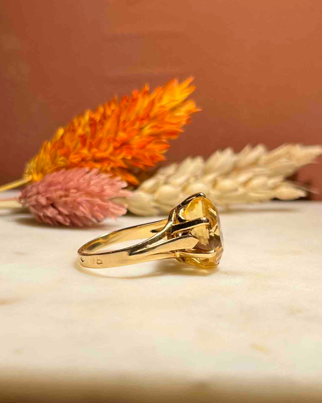 Bague vintage citrine &quot;Ondine&quot;