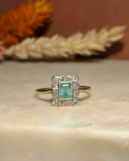 Bague Marguerite Émeraude et Diamants Art Déco &quot;Katie&quot;