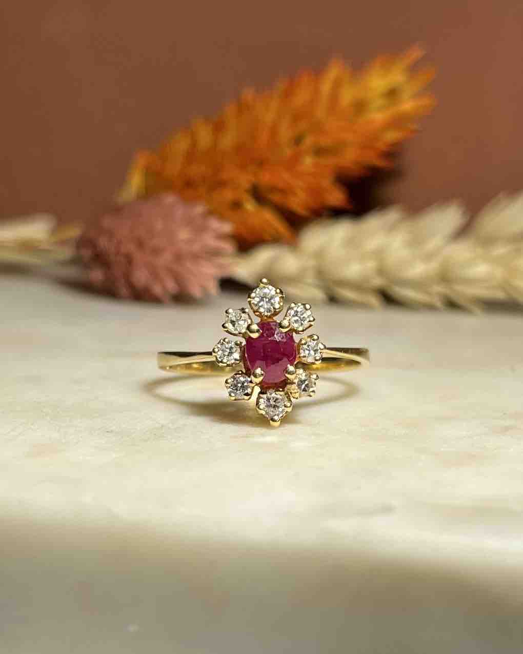 Bague Marguerite Rubis &amp; Diamants &quot;Anaëlle&quot;