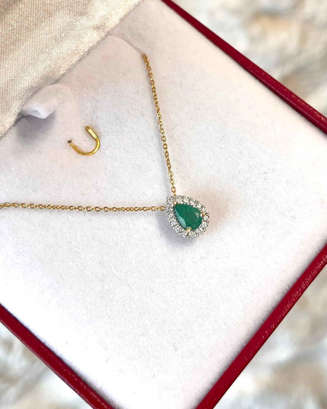 Collier Pendentif Émeraude &amp; Diamants &quot;Maëlys&quot;
