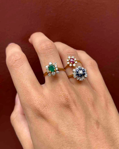 Bague Marguerite Émeraude &amp; Diamants 0.5 carat &quot;Elsie&quot;