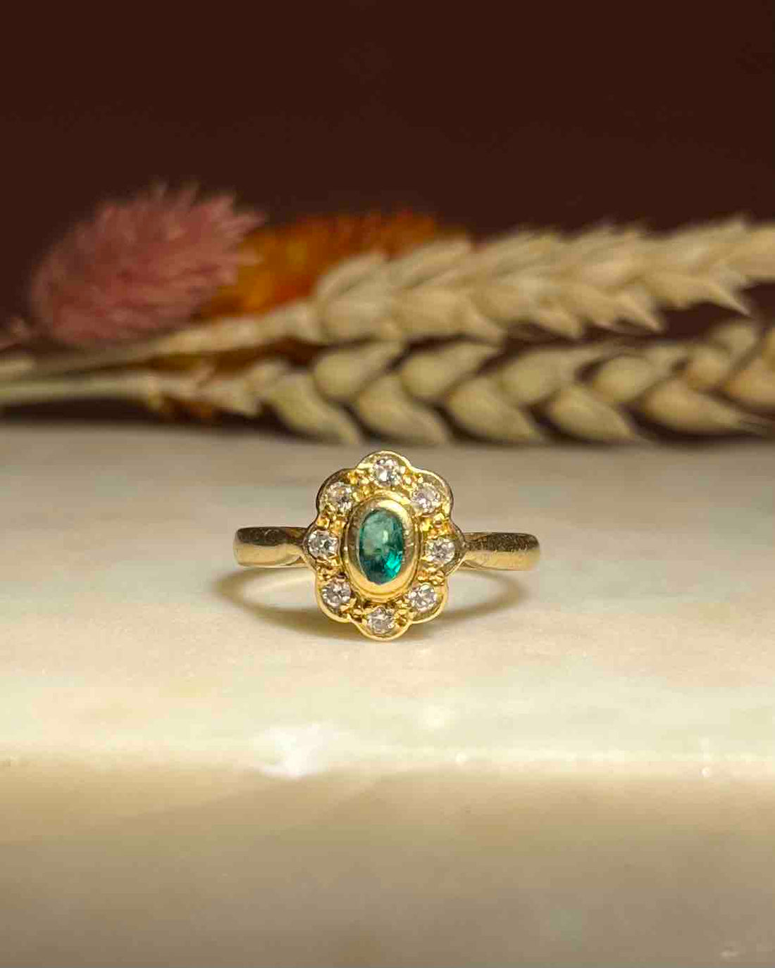 Bague Marguerite Diamants &amp; Émeraude &quot;Riley&quot;